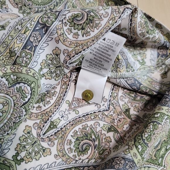 Maison d' Amelie Elegant Paisley Silklike Blouse Size Medium - Picture 11 of 13